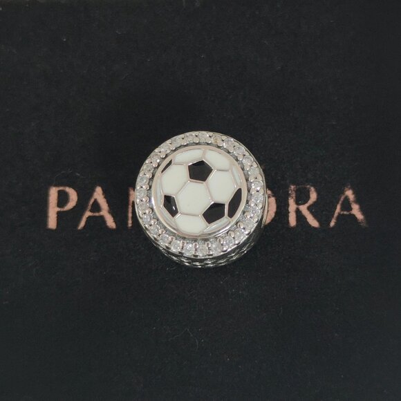 Pandora Engravable Soccer Charm Bead S925 Silver with box - Picture 1 of 8